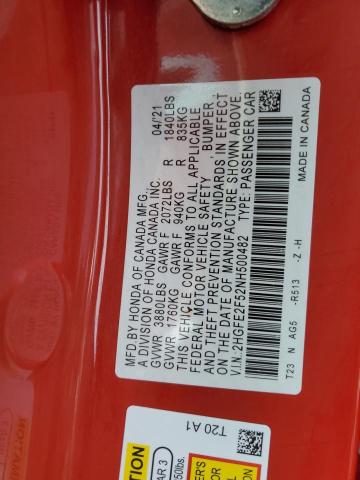 2022 HONDA CIVIC SPOR - 2HGFE2F52NH500482