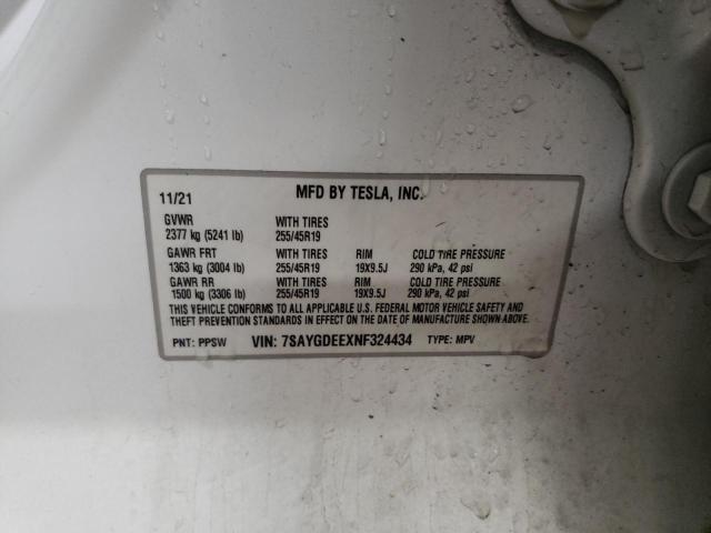 2022 TESLA MODEL Y - 7SAYGDEEXNF324434