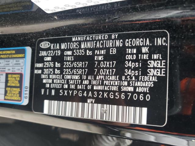 2019 KIA SORENTO L - 5XYPG4A32KG567060