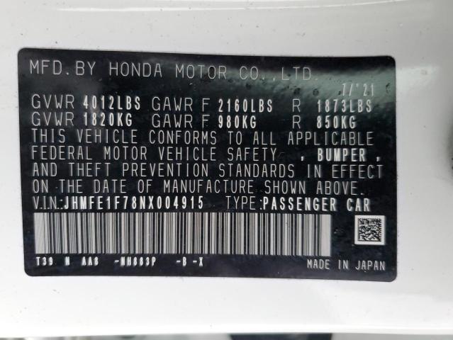 2022 HONDA CIVIC EX - JHMFE1F78NX004915