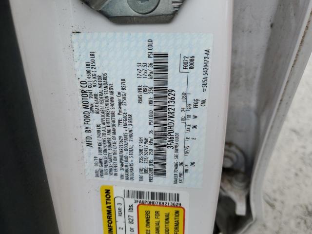 2019 FORD FUSION SE - 3FA6P0HD7KR213629