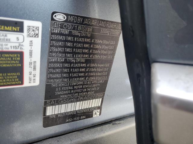 2019 LAND ROVER ROVER SALGS5RE7KA527799