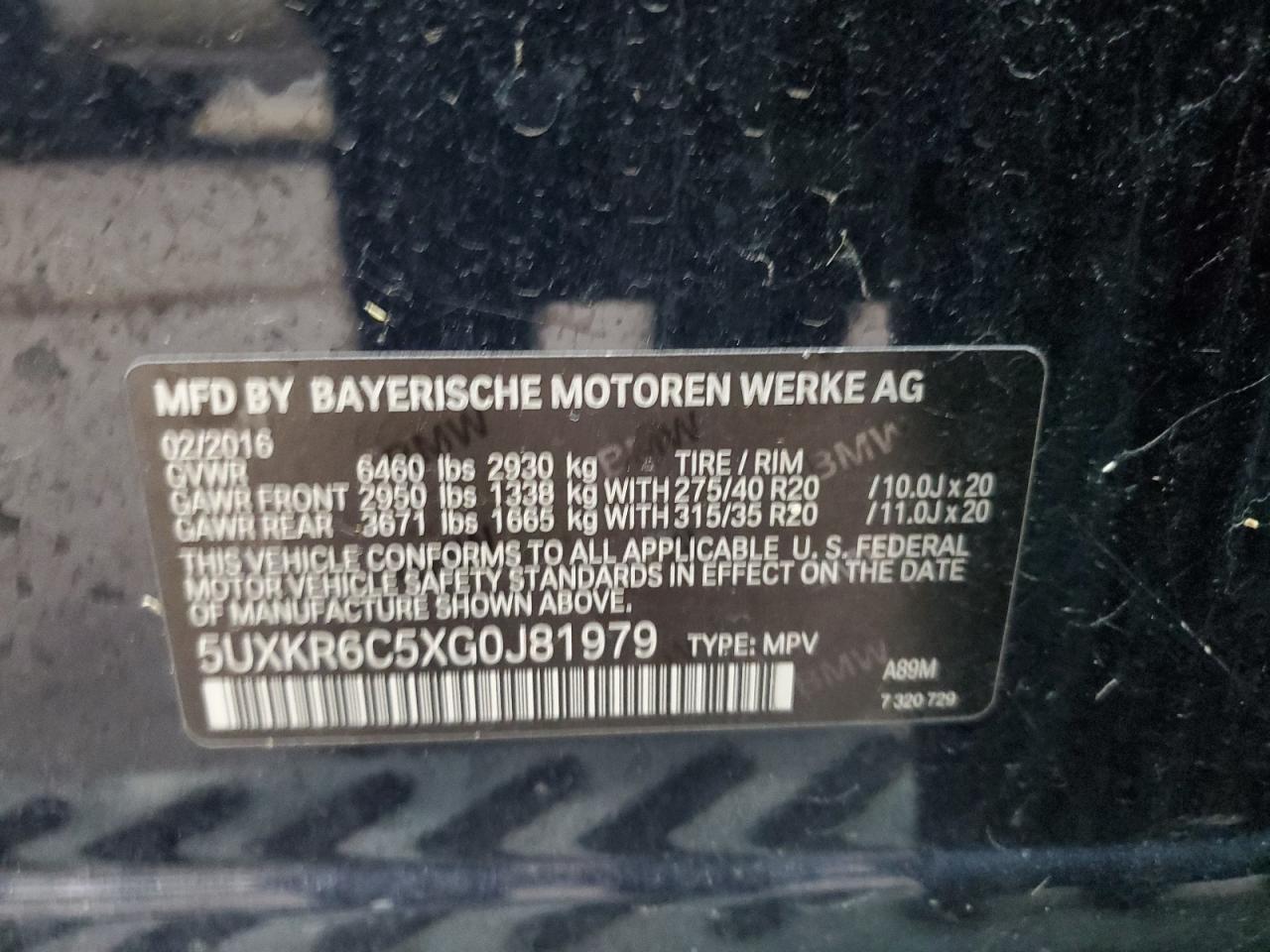 Lot #3024876451 2016 BMW X5 XDRIVE5