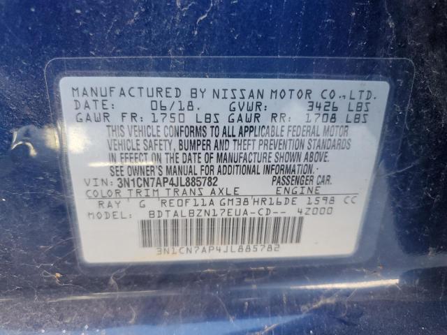 2018 NISSAN VERSA S - 3N1CN7AP4JL885782