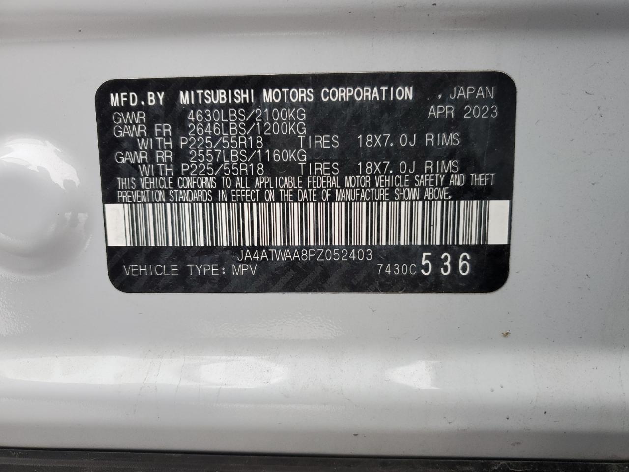 Lot #3044392823 2023 MITSUBISHI ECLIPSE CR