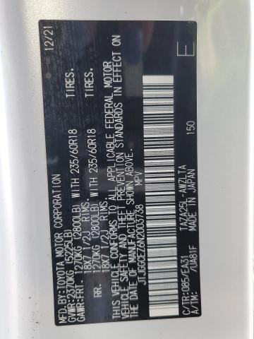 2022 LEXUS NX 350 JTJGGCEZ6N2003738