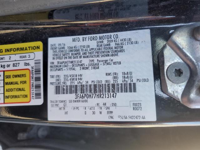 2017 FORD FUSION SE - 3FA6P0H77HR213147