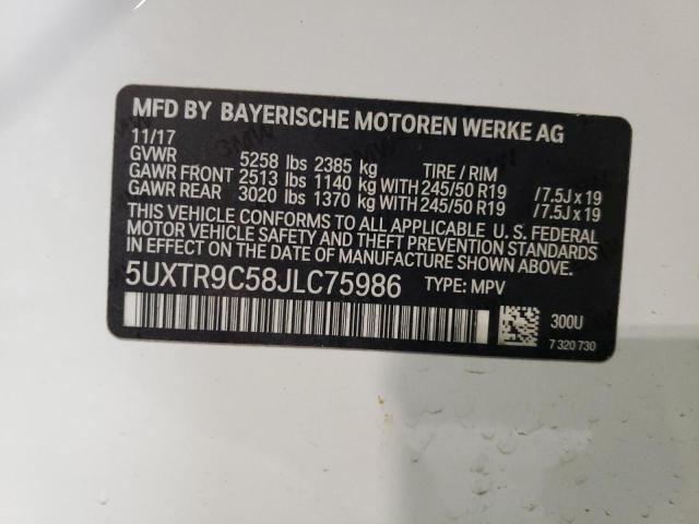 VIN 5UXTR9C58JLC75986 2018 BMW X3 no.13