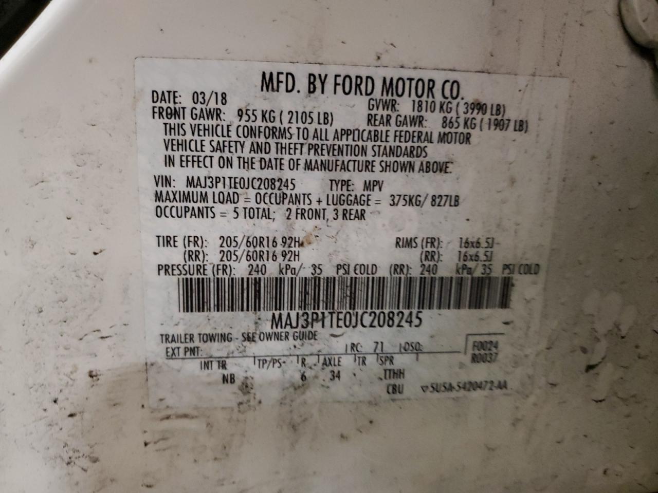 Lot #3040835784 2018 FORD ECOSPORT S