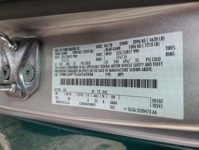 2018 FORD ESCAPE S - 1FMCU0F7XJUC43536