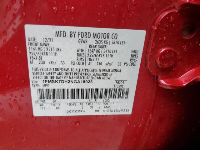 2022 FORD EXPLORER X - 1FMSK7DH2NGA18926