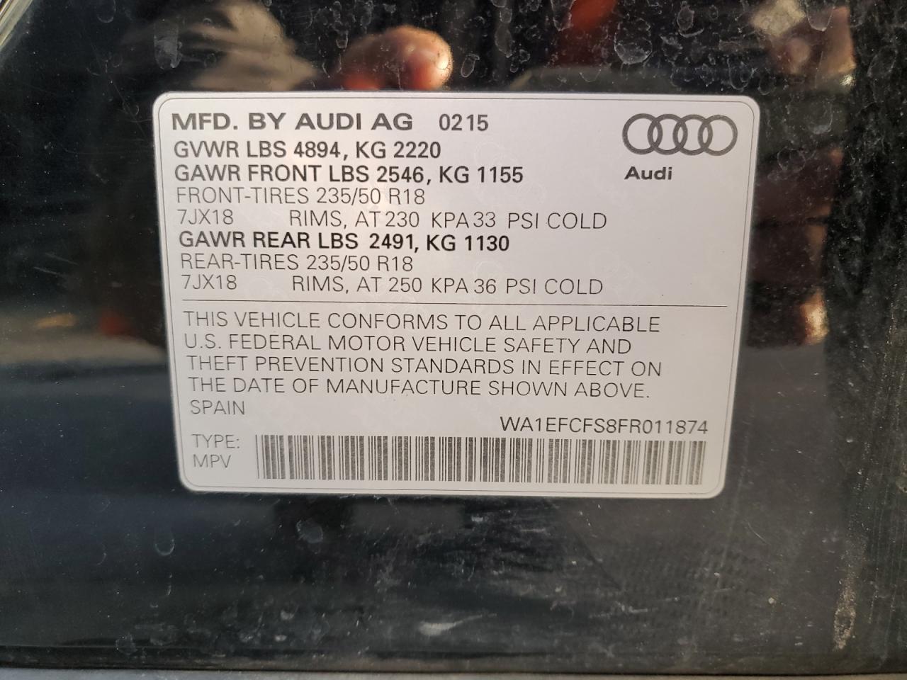 Lot #3026286299 2015 AUDI Q3 PREMIUM