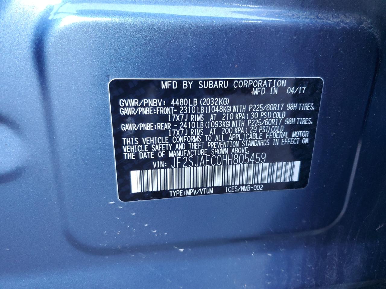 Lot #3033235840 2017 SUBARU FORESTER 2