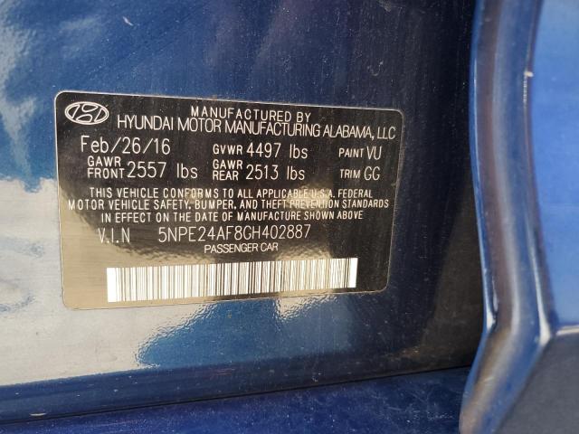 VIN 5NPE24AF8GH402887 2016 HYUNDAI SONATA no.12