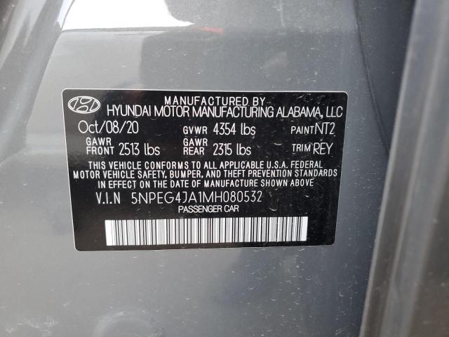 VIN 5NPEG4JA1MH080532 2021 HYUNDAI SONATA no.12