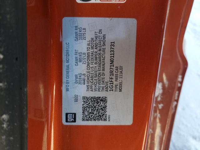 2022 CHEVROLET CAMARO LT1 1G1FF1R71N0113731