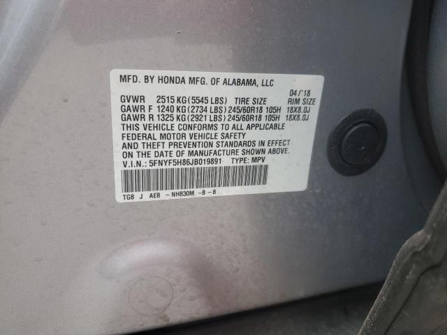 2018 HONDA PILOT EXL - 5FNYF5H86JB019891