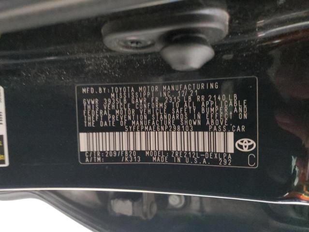 VIN 5YFEPMAE6NP298103 2022 TOYOTA COROLLA no.12