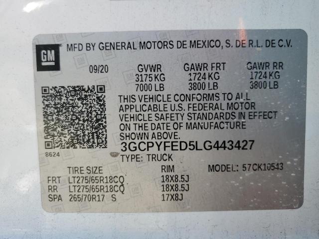 2020 CHEVROLET SILVERADO - 3GCPYFED5LG443427