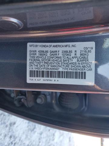 VIN 1HGCV1F5XKA065427 2019 HONDA ACCORD no.12