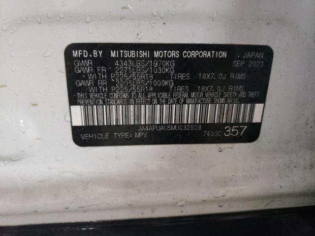 2021 MITSUBISHI OUTLANDER - JA4APUAU5MU032928