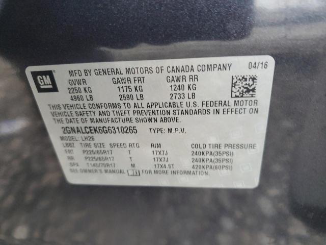 2016 CHEVROLET EQUINOX LT - 2GNALCEK6G6310265