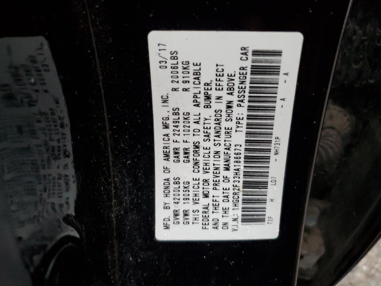 Lot #3028429231 2017 HONDA ACCORD LX