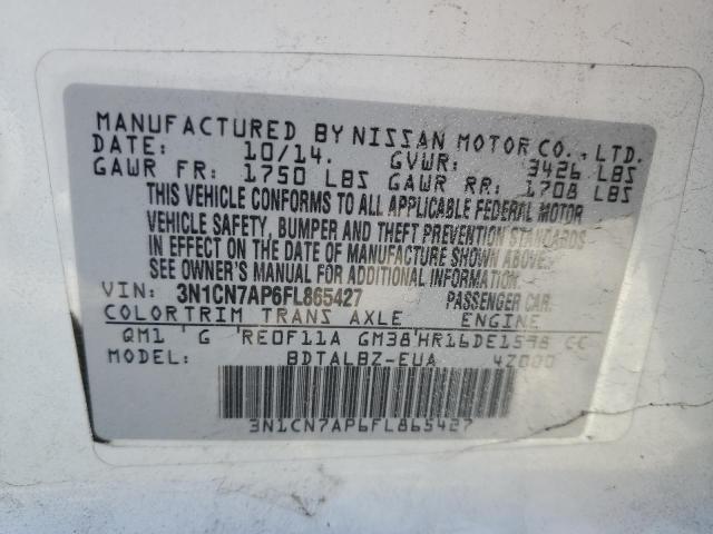 VIN 3N1CN7AP6FL865427 2015 NISSAN VERSA no.12