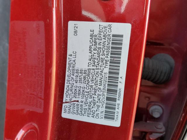 2021 HONDA ACCORD HYB - 1HGCV3F53MA020215
