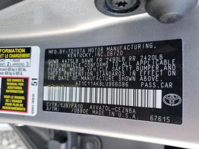 VIN 4T1C11AK8LU966086 2020 TOYOTA CAMRY no.12