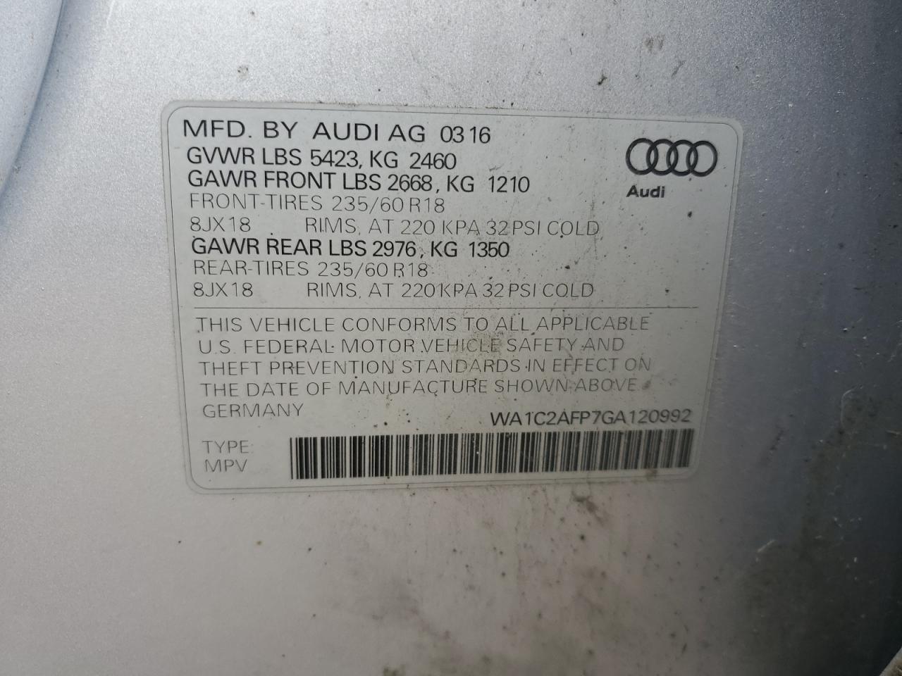 Lot #3040833776 2016 AUDI Q5 PREMIUM