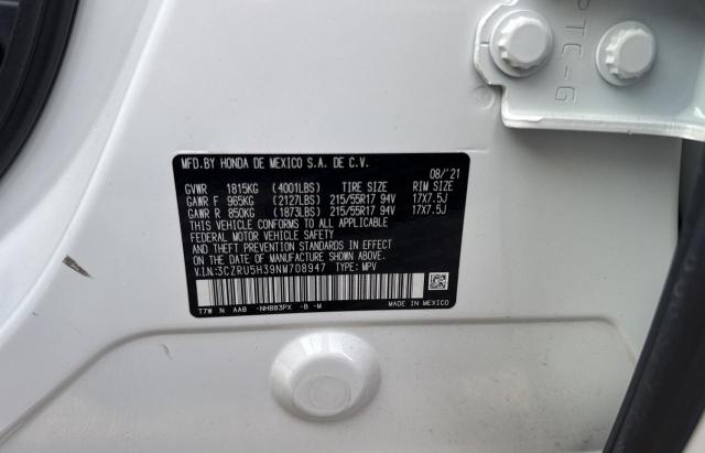 VIN 3CZRU5H39NM708947 2022 HONDA HR-V no.10