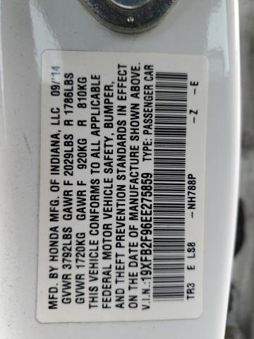 VIN 19XFB2F96EE275859 2014 HONDA CIVIC no.13