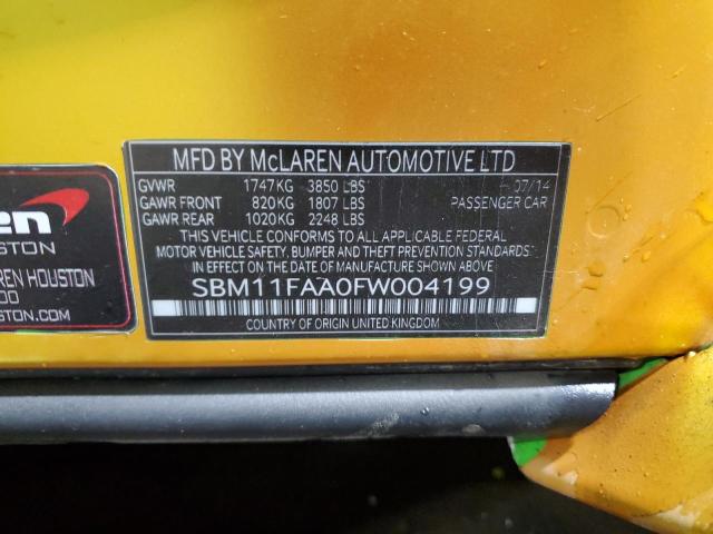 2015 MCLAREN AUTOMOTIVE 650S SPIDE SBM11FAA0FW004199
