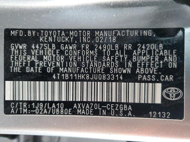 VIN 4T1B11HK8JU083314 2018 TOYOTA CAMRY no.13