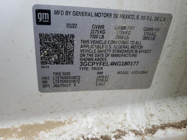 2022 CHEVROLET SILVERADO - 3GCPYFEL4NG180177