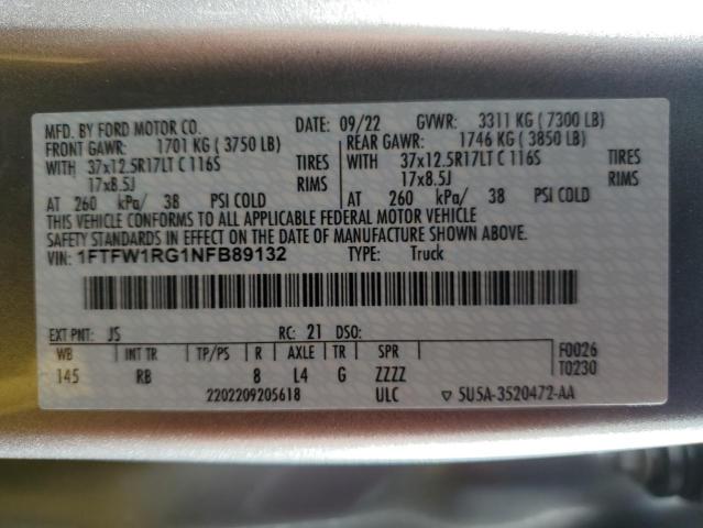 2022 FORD F150 RAPTO - 1FTFW1RG1NFB89132