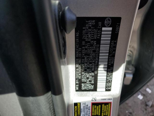 2019 TOYOTA CAMRY HYBR - 4T1B21HK6KU520810