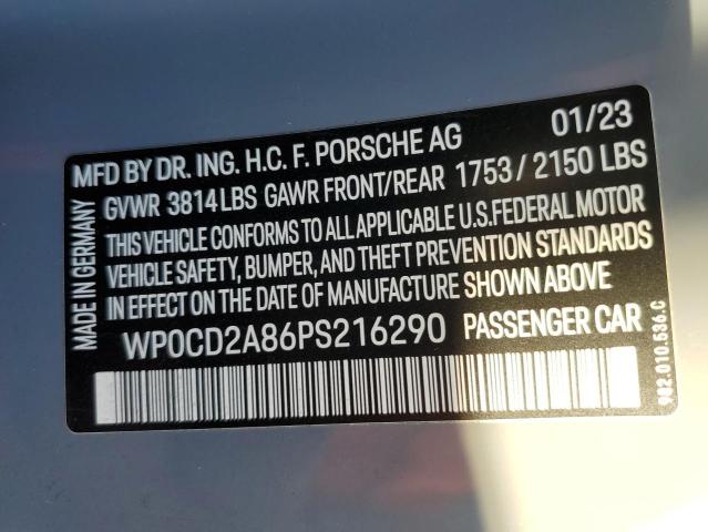 2023 PORSCHE BOXSTER GT WP0CD2A86PS216290