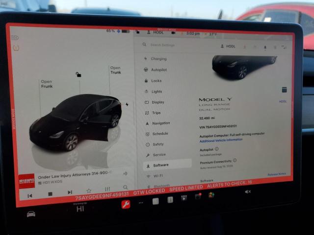 2022 TESLA MODEL Y - 7SAYGDEE9NF459131