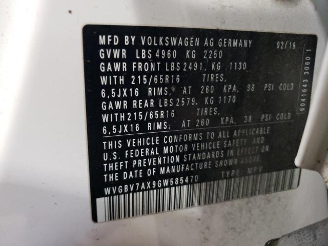 VIN WVGBV7AX9GW585470 2016 VOLKSWAGEN TIGUAN no.13