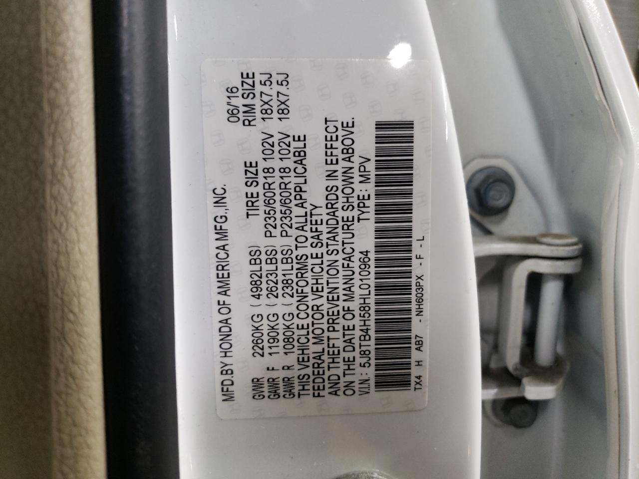 Lot #3027021847 2017 ACURA RDX TECHNO