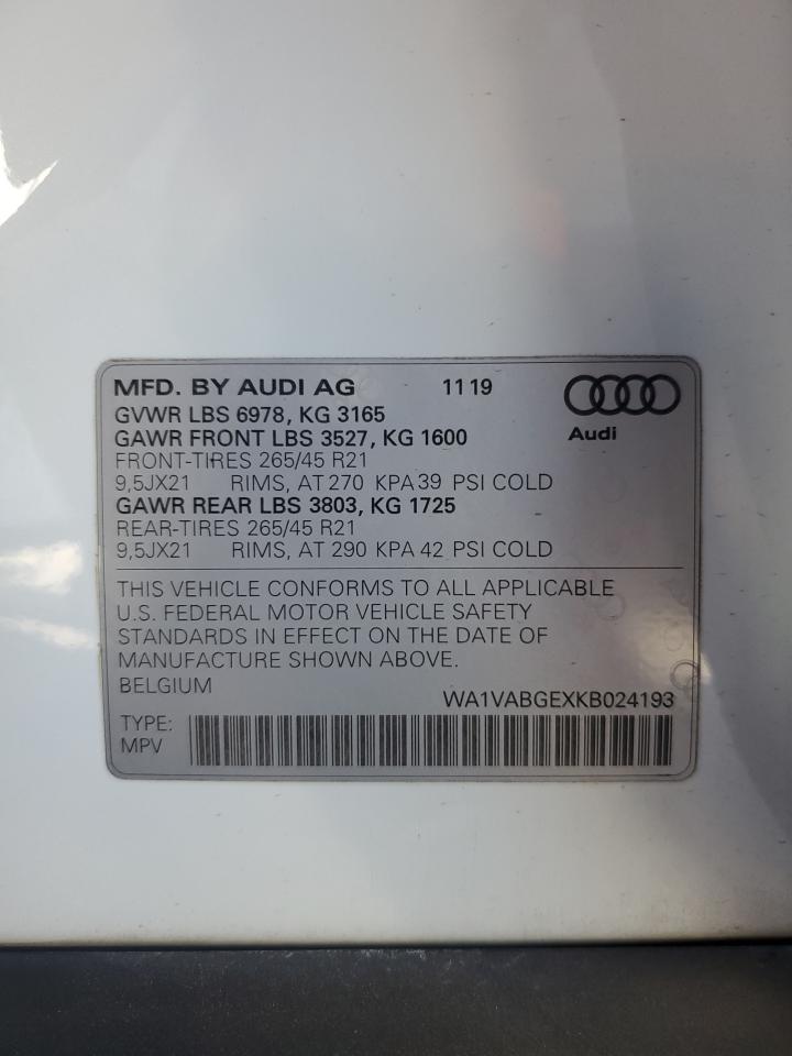 Lot #3036922743 2019 AUDI E-TRON PRE