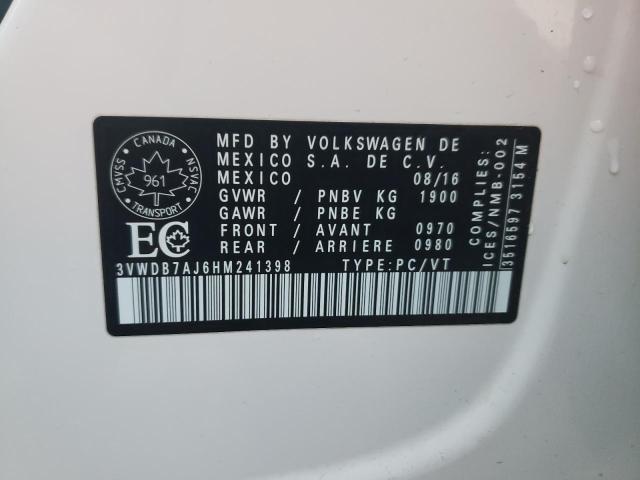 2017 VOLKSWAGEN JETTA SE - 3VWDB7AJ6HM241398