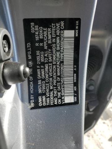 2018 HONDA CIVIC SHHFK7H52JU222621