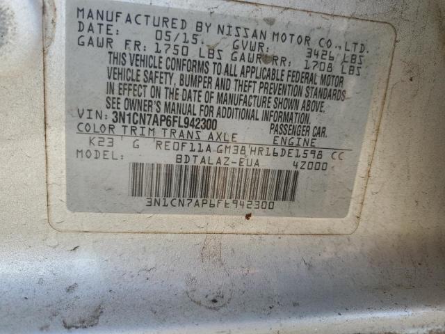 VIN 3N1CN7AP6FL942300 2015 NISSAN VERSA no.12