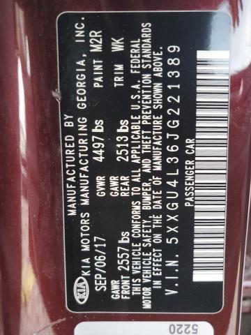 2018 KIA OPTIMA EX 5XXGU4L36JG221389