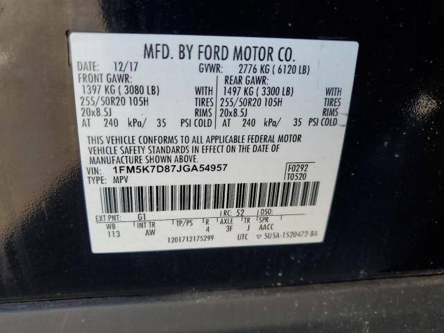 VIN 1FM5K7D87JGA54957 2018 FORD EXPLORER no.13