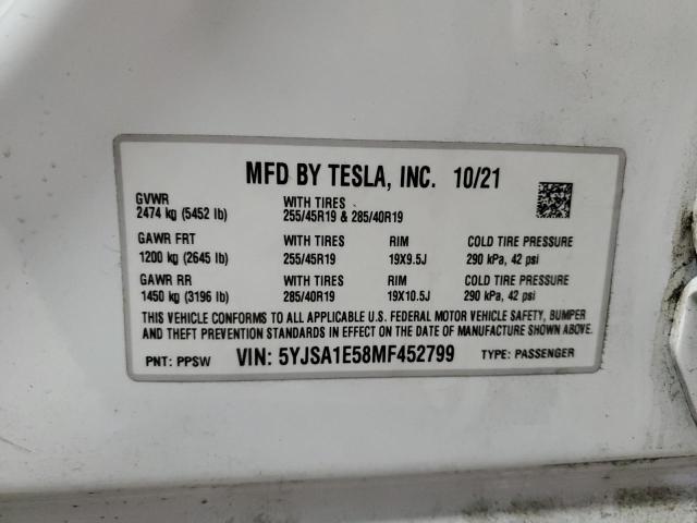 VIN 5YJSA1E58MF452799 2021 TESLA MODEL S no.13