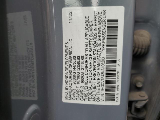 2022 HONDA ACCORD SPO - 1HGCV1F43NA106203